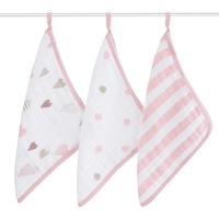 aden & anais Muslin Washcloths 3 Pack - Heartbreaker