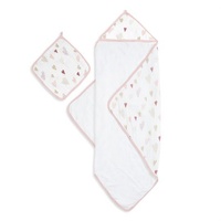 aden & anais Muslin Backed Hooded Towel Set - Heartbreaker 