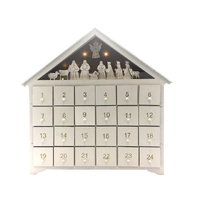 Religious Gifting Christmas Wooden Advent Calendar With Light - White