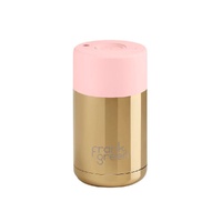 Frank Green Reusable Cup - Ceramic 295ml Chrome Gold With Blushed Lid Push Button