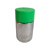 Frank Green Reusable Cup - Ceramic 295ml Chrome Silver With Neon Green Lid Push Button