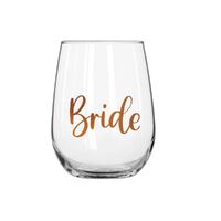 Rose Gold Bride Stemless Wine Glass