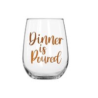 Stemless Dinner Is Poured Wine Glass