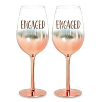 Rose Gold Ombre Engagement Wine Glass Set