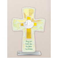 Christening Painted Glass Crucifix