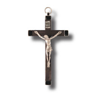 Wall Crucifix - 11cm Black Wood & Metal