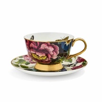 Spode Creatures Of Curiosity - Teacup & Saucer - Dark Floral