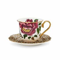 Spode Creatures Of Curiosity - Fluted Teacup & Saucer - Leopard Print