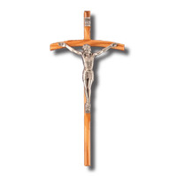 Wall Crucifix - Curved 30cm Metal & Wood