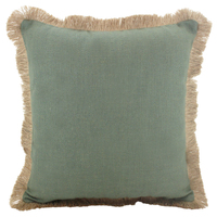 NF Living Linen Fringe Cushion - Sage 45x45cm