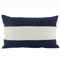 NF Living Linen Lumbar Cushion - Navy Stripe 30x50cm