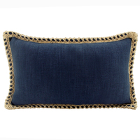 NF Living Linen Jute Lumbar Cushion - Navy 30x50cm