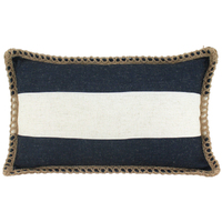 NF Living Linen Jute Lumbar Cushion - Navy Stripe 30x50cm