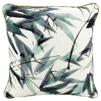 NF Living Linen Cushion - Inky Leaves 50x50cm