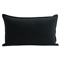 NF Living Velvet Lumbar Cushion - Black 30x50cm