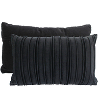 NF Living Velvet Pleated Lumbar Cushion - Black 30x50cm