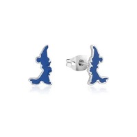 Disney Couture Kingdom - Fantasia - Sorcerer's Apprentice Mickey Enamel Silhouette Stud Earrings Silver