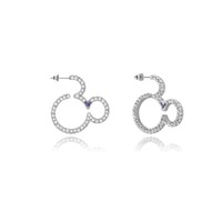Disney Couture Kingdom - D100 - Mickey Mouse Crystal Hoop Earrings White Gold