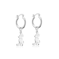 Disney Couture Kingdom - D100 - Mickey Mouse Charm Hoop Earrings White Gold