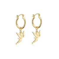 Disney Couture Kingdom - D100 - Tinker Bell Charm Hoop Earrings Yellow Gold