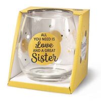 Cheers Stemless Wine Glass - Sister