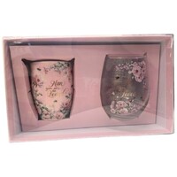 Nan Pretty in Pink Mug & Stemless Wine Glass Set