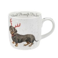 Wrendale Designs By Royal Worcester Christmas Mug - Dachshund Through The Snow