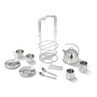 Melissa & Doug Kitchen Play - Stainless Steel Tea Set and Storage Stand