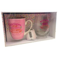 Teacher Mug and Stemless Wine Glass Gift Set - Teachers Are Like Unicorns