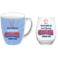 Coach Mug & Stemless Wine Glass Set - 'This Is What An Awesome Coach Looks Like'