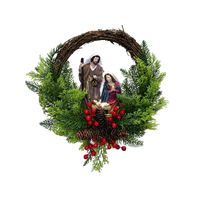 Christmas Wreath with Holy Family Plaque 300mm