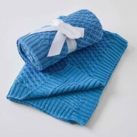 Pilbeam Jiggle & Giggle - Harbour Blue Basket Weave Knit Blanket