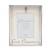 Silver Communion Photo Frame Cup Motif - Goddaughter
