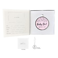 Baby Girl Ornament with Record in Gift Box