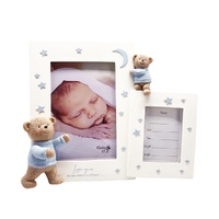 Moon And Back Blue Bear - Double Frame