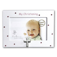 Christening Crystal Photo Frame - Pink