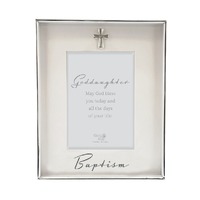 Silver Baptism Photo Frame with Motiff - 4x6 - Goddaughter
