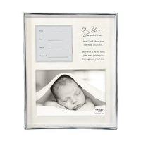 Silver Baptism Photo Frame with Record - 4x6