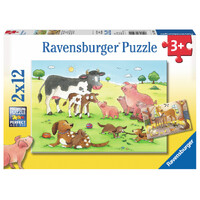 Ravensburger Puzzle 2 x 12pc - Happy Animal Families