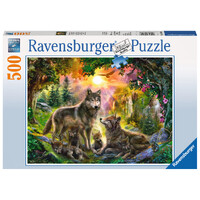 Ravensburger Puzzle 500pc - Wolf Family In Sunshine