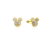 Disney Couture Kingdom Precious Metal - Mickey Mouse - Pave Crystal Stud Earrings Yellow Gold