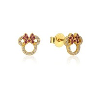 Disney Couture Kingdom Precious Metal - Minnie Mouse - Red CZ Stud Earrings Gold