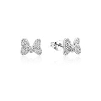 Disney Couture Kingdom Precious Metal - Minnie Mouse - Bow CZ Crystal Stud Earrings Silver