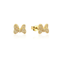 Disney Couture Kingdom Precious Metal - Minnie Mouse - Bow CZ Crystal Stud Earrings Gold