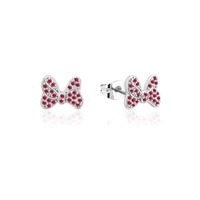 Disney Couture Kingdom Precious Metal - Minnie Mouse - Bow Red CZ Crystal Stud Earrings Silver