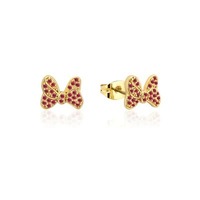 Disney Couture Kingdom Precious Metal - Minnie Mouse - Bow Red CZ Crystal Stud Earrings Gold