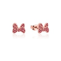 Disney Couture Kingdom Precious Metal - Minnie Mouse - Bow Red CZ Crystal Stud Earrings Rose Gold