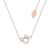 Disney Couture Kingdom Precious Metal - Mickey Mouse - Pearl CZ Necklace Rose Gold