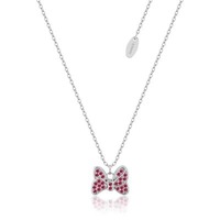 Disney Couture Kingdom Precious Metal - Minnie Mouse - Bow Red CZ Necklace Silver