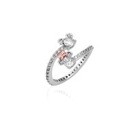 Disney Couture Kingdom Precious Metal - Mickey and Minnie Mouse - Claw Set CZ Ring Silver Small